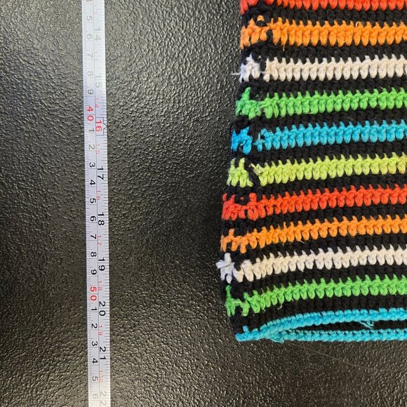 Vintage Prima Bella Hand-Crocheted Striped Rainbow Boho Top M - Picture 9 of 9
